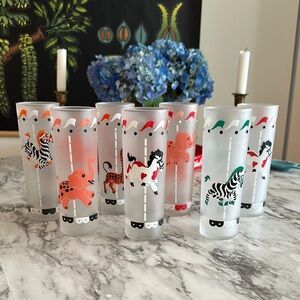 Vintage Libbey Colorful Carousel Animal Glasses Set